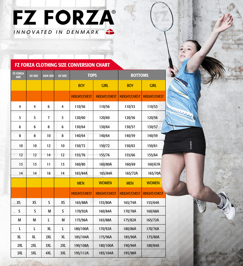 Racquet Size Chart