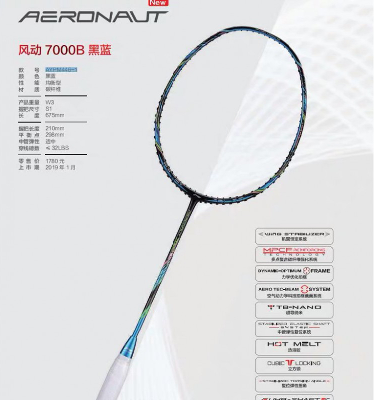 Li Ning Racquet Chart